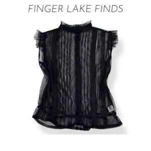 Tramp Sheer Striped Black Blouse, L